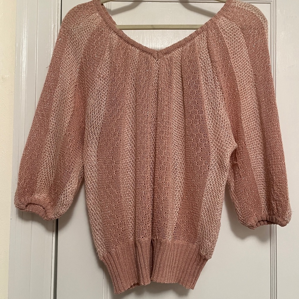 Medium Vintage light & dark striped pink sweater.  Organically Grown by ARPE JA.